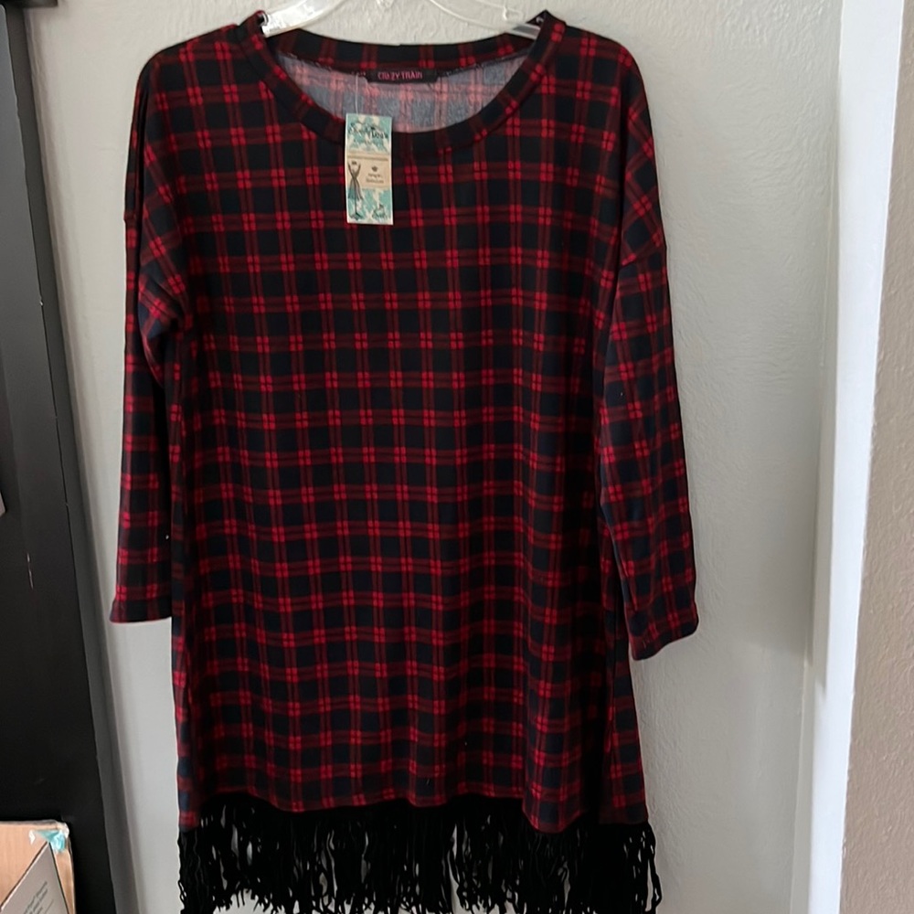 Women’s Plus Size Crazy Train Tunic with Fringe Accent